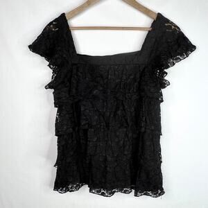 Apt 9 Black Lace Ruffle Tank Top Small